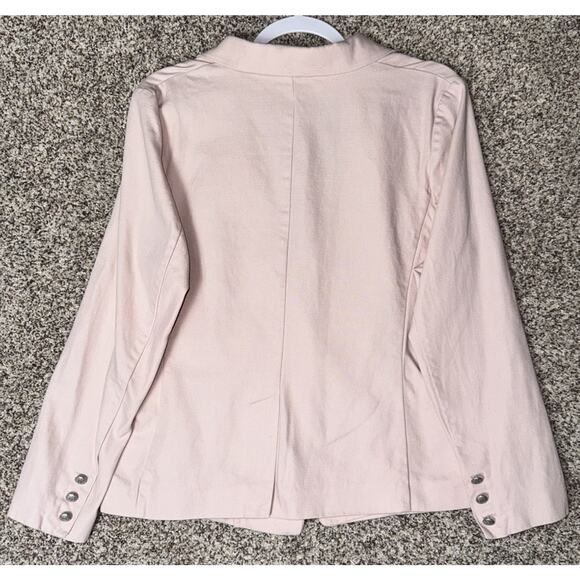 Evereve Blush Pink Lenox Blazer Sz L Double Breasted Cotton Jacket - Picture 8 of 11
